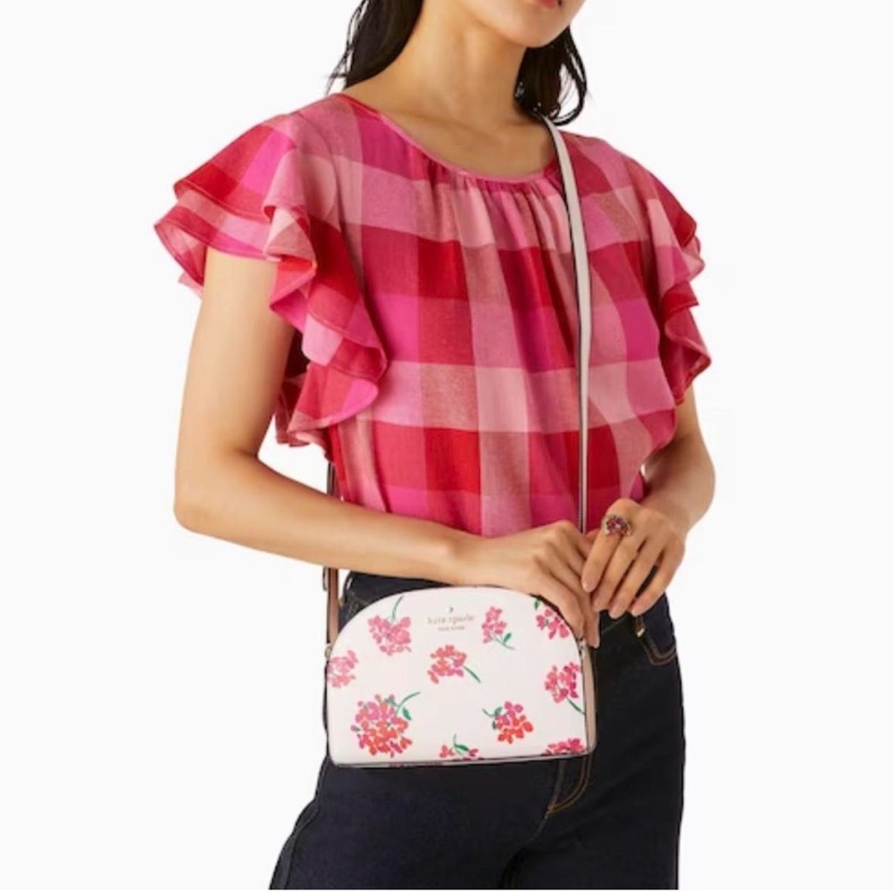 NWT Kate Spade Perry Cream/pink Floral Saffiano Dome Crossbody KB676